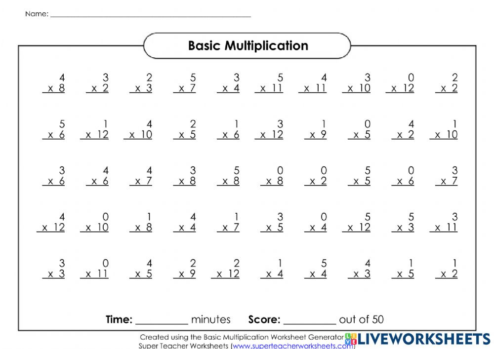 Multiplication 0 5 Worksheets Multiplication Worksheets