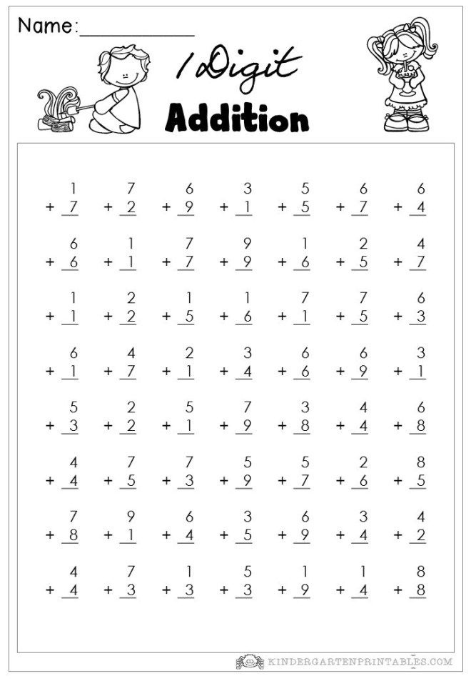 1 Digit Addition Worksheets Math Addition Worksheets Addition 