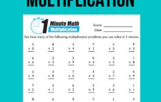 1 Minute Multiplication Worksheet Education Math