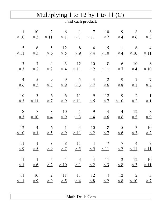Online Timed Multiplication Drills