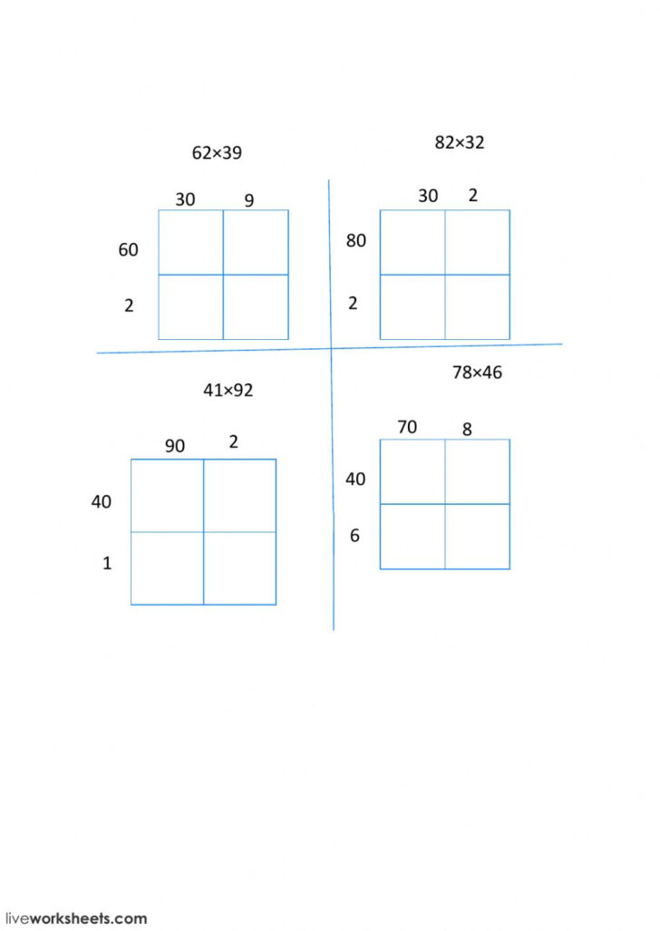 Multiplication Area Model Worksheets