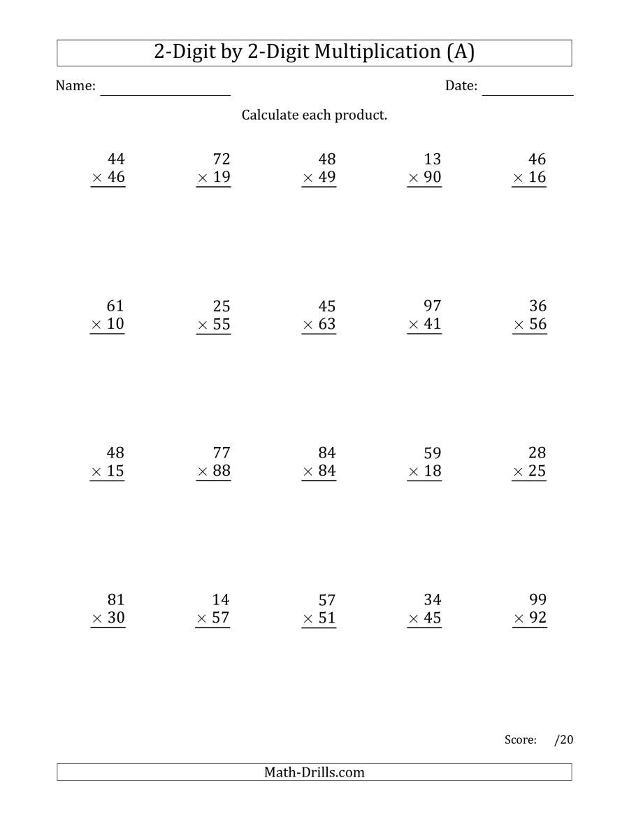 2 Digit By 2 Digit Multiplication Worksheets Pdf Db excel