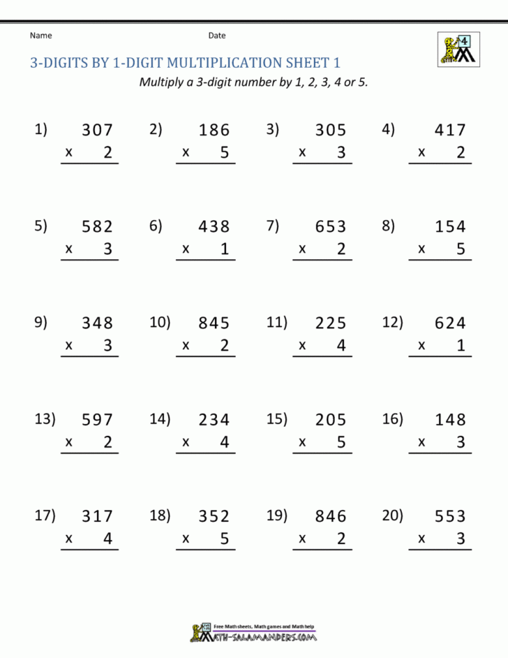 Multiplication 2 Digits By 1 Digit Worksheets