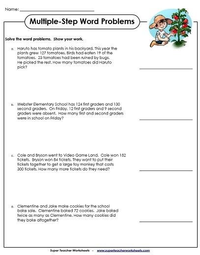 2 Step Word Problems 3rd Grade Worksheets Worksheets Master