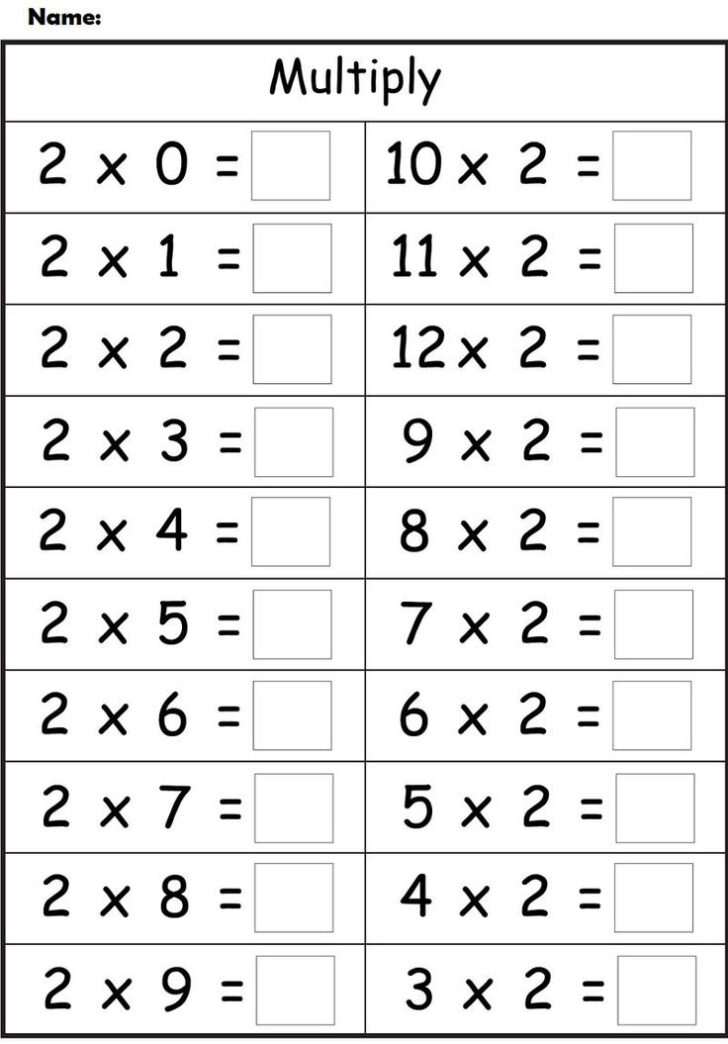 Printable Multiplication Worksheets 2
