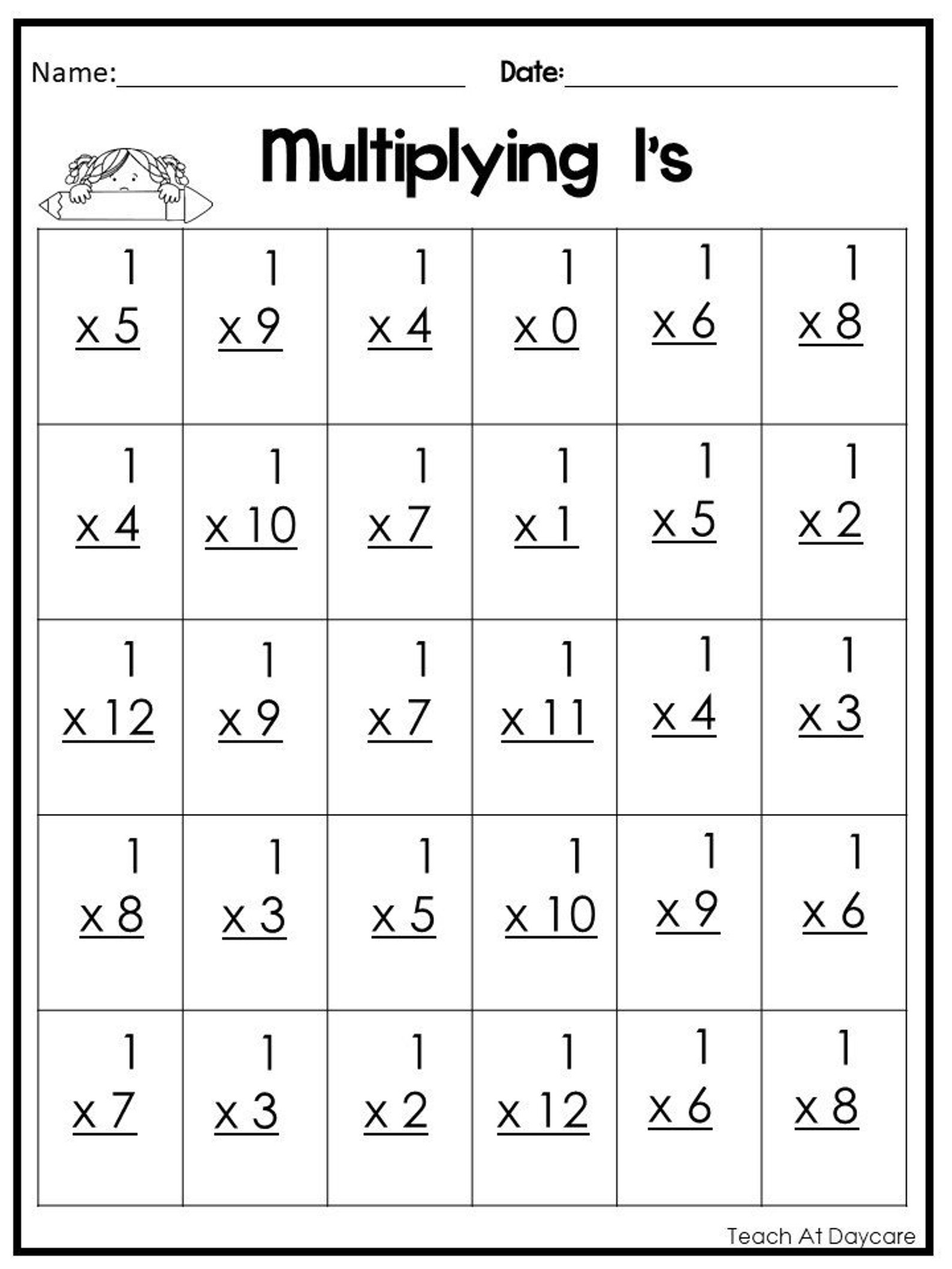 24 Printable Multiplying Practice Worksheets Numbers 1 12 Etsy