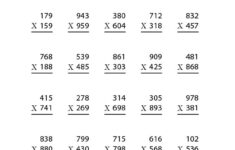 3 Digit Numbers Free Printable Multiplication Worksheets
