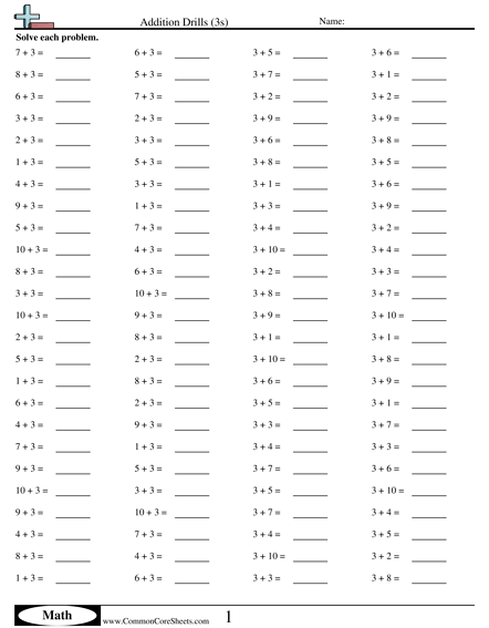 3 Minute Math Drill Addition Worksheets 99Worksheets
