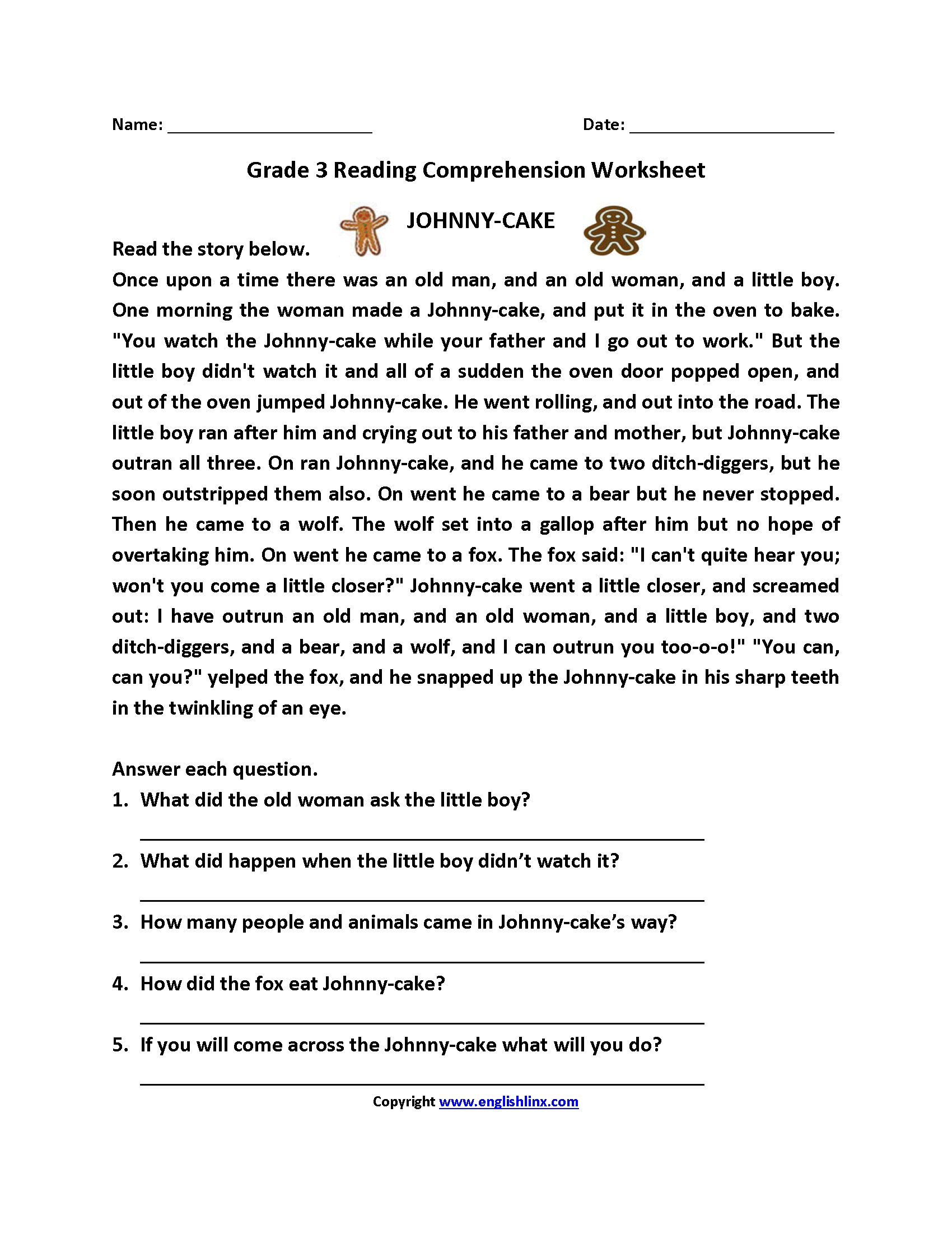 Grade 3 3rd Grade Reading Comprehension Worksheets Multiple Choice