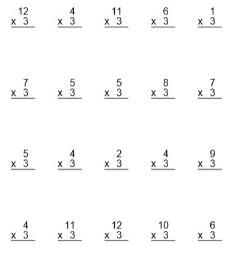 3s Multiplication Drill Worksheet