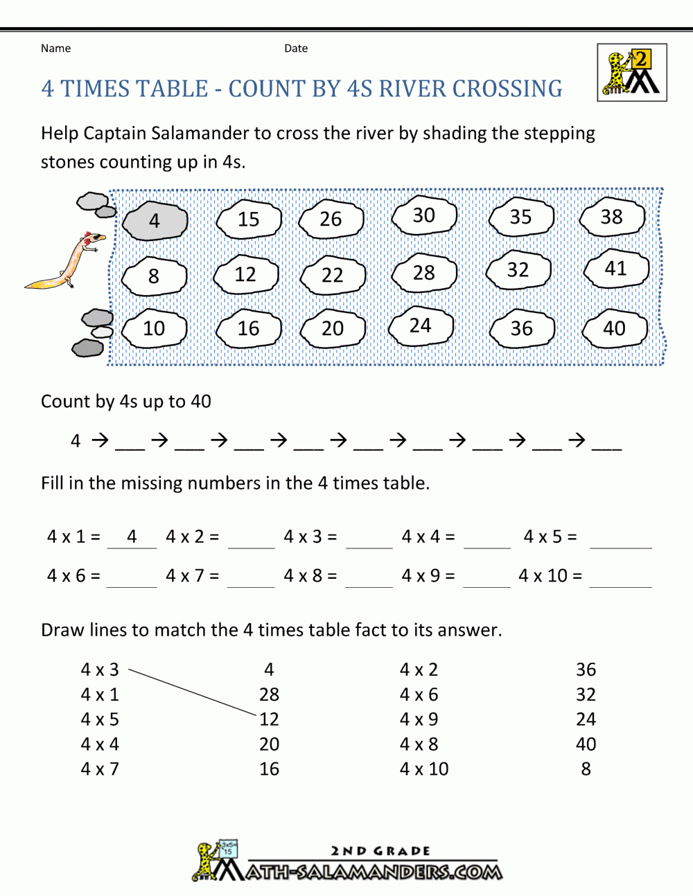 4S Table Multiplication Times Tables Worksheets