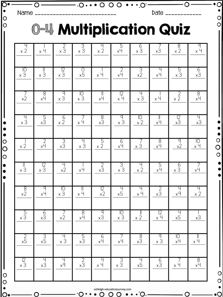 4th Grade Multiplication Practice Quiz