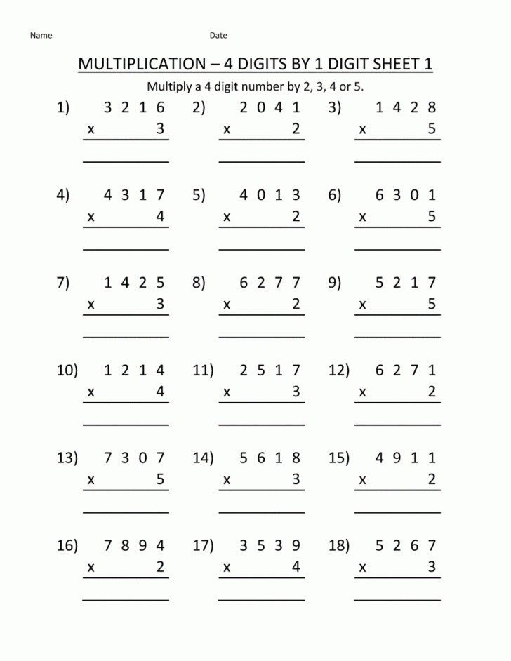 Free Printable Multiplication 4 Grade