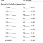 5 X Tables Worksheet Multiplication Worksheets Preschool Math