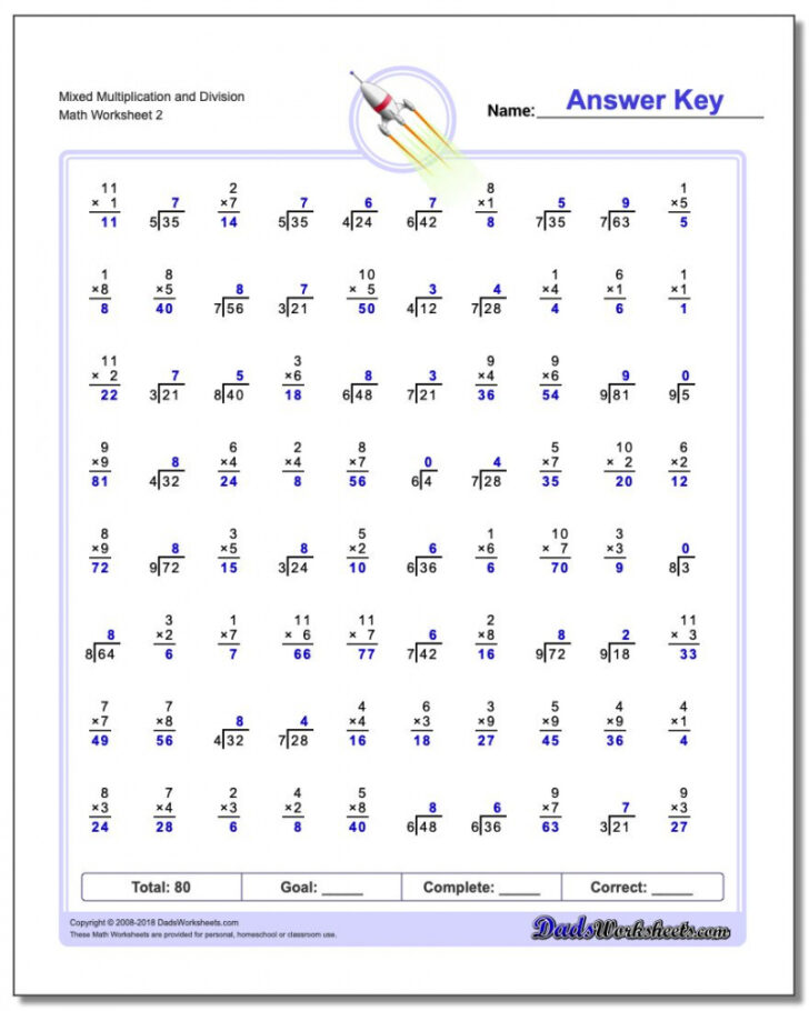 Multiplication And Division Mixed Worksheets