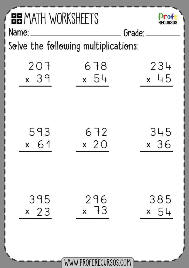 Multiplication Worksheets For 5th Graders
