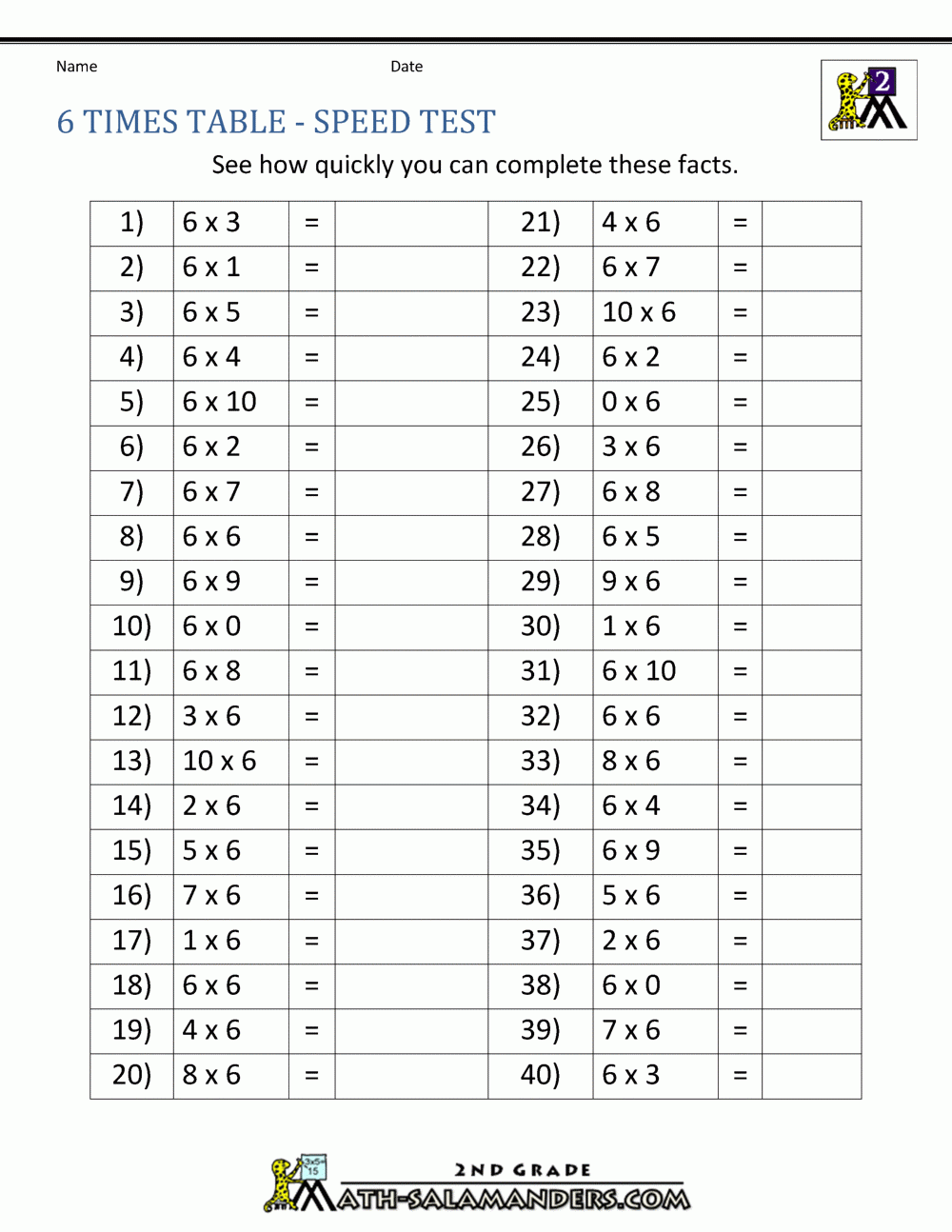 6 Times Table