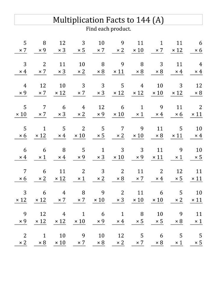 Multiplication Worksheets For 7th Graders