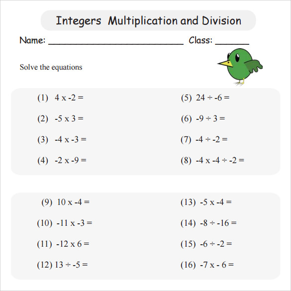 9 Multiplying Integers Horizontal Worksheet Templates To Download 