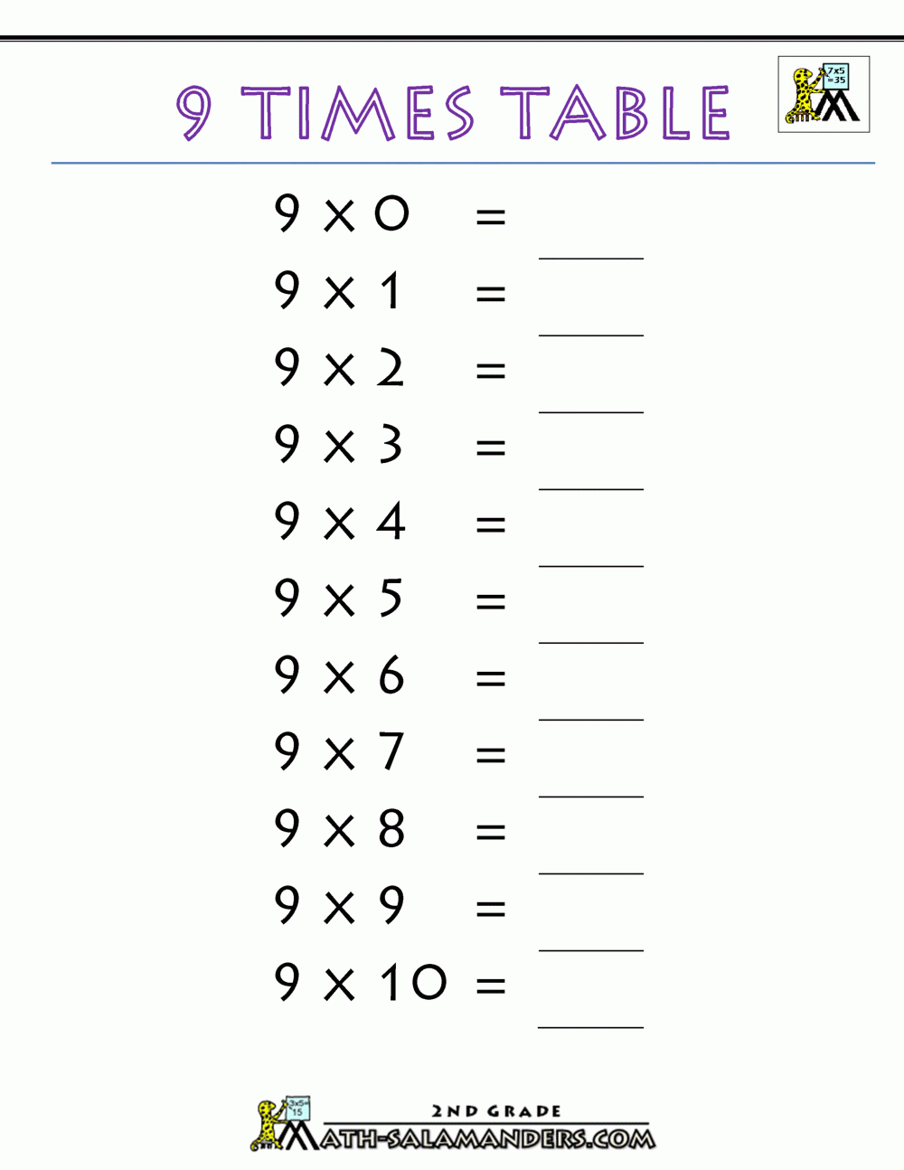 9 Times Table