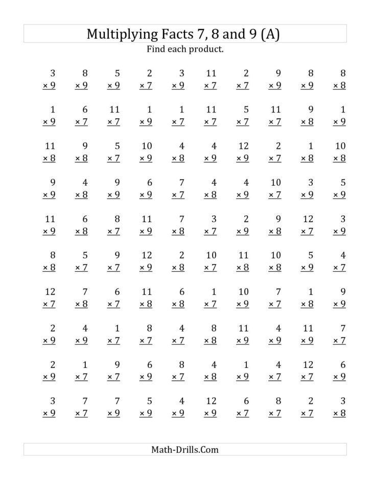 9’S Multiplication Worksheet