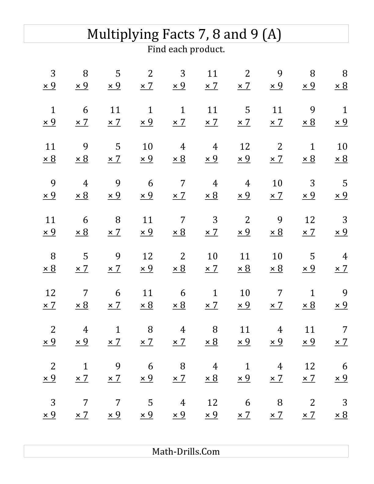 9’S Multiplication Worksheet Multiplication Worksheets