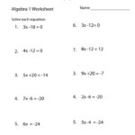Algebra 1 Practice Worksheet Printable Algebra Worksheets Printable