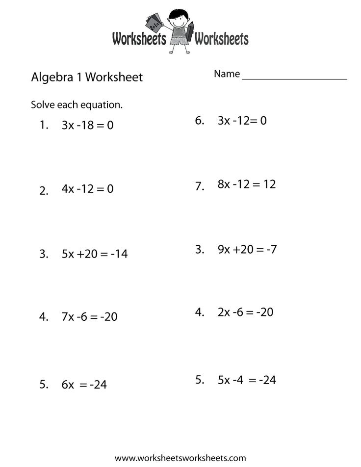 Algebra 1 Practice Worksheet Printable Algebra Worksheets Printable 