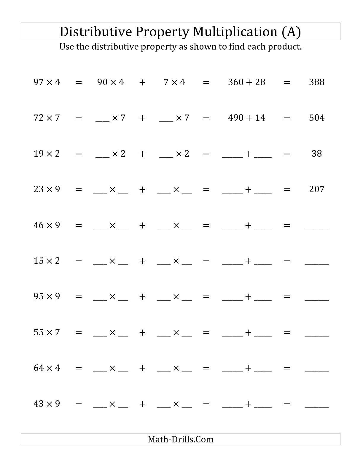 Multiplication Associative Property Worksheets Multiplication Worksheets