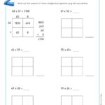 Box Method Multiplication 2 Digit Numbers Worksheets PDF Partial