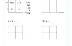 Box Method Multiplication 2 digit Numbers Worksheets PDF Partial