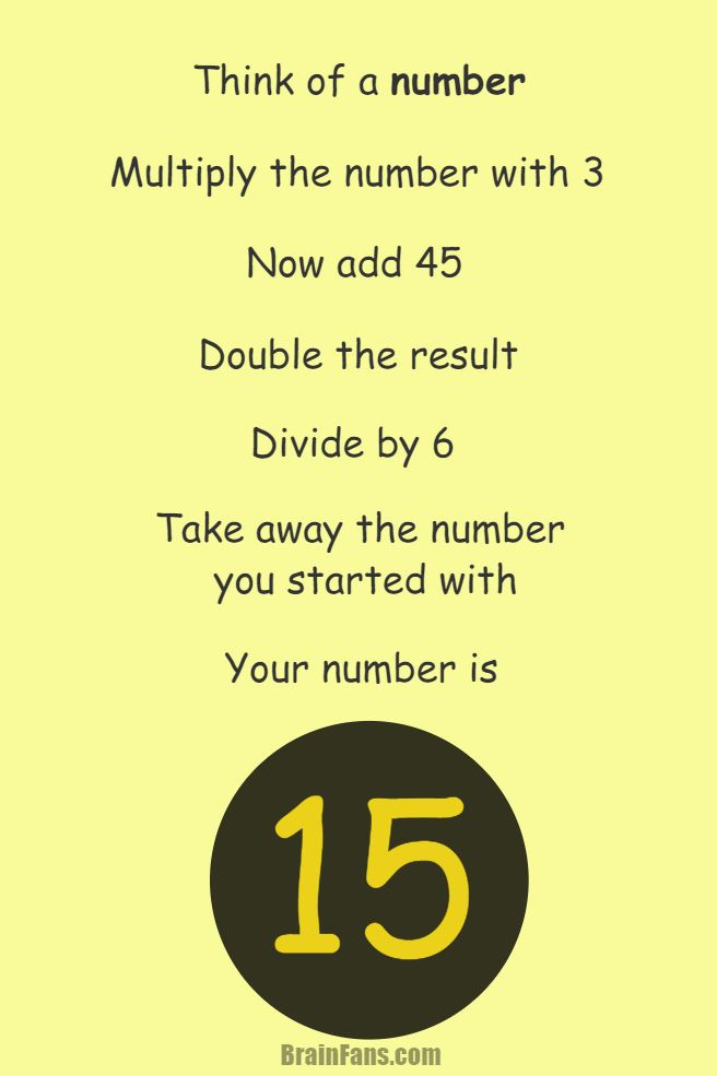 Brain Teaser Picture Logic Puzzle Think Of A Number The Result Is 