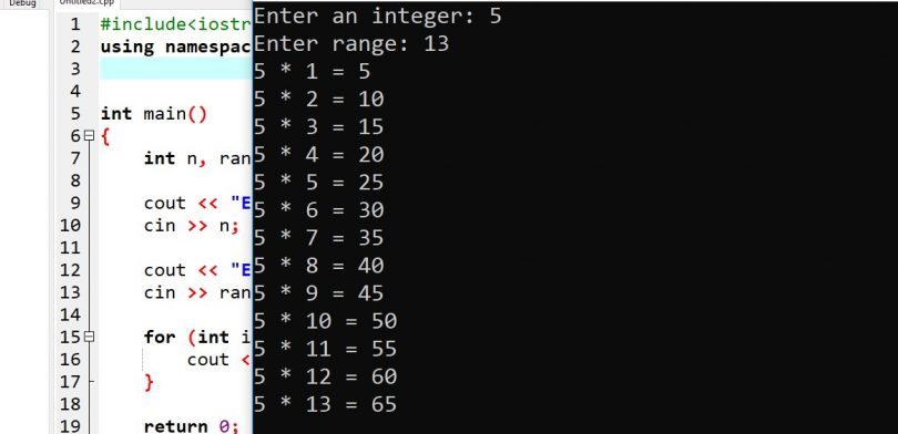 C Program To Print Multiplication Table Programming Code Examples