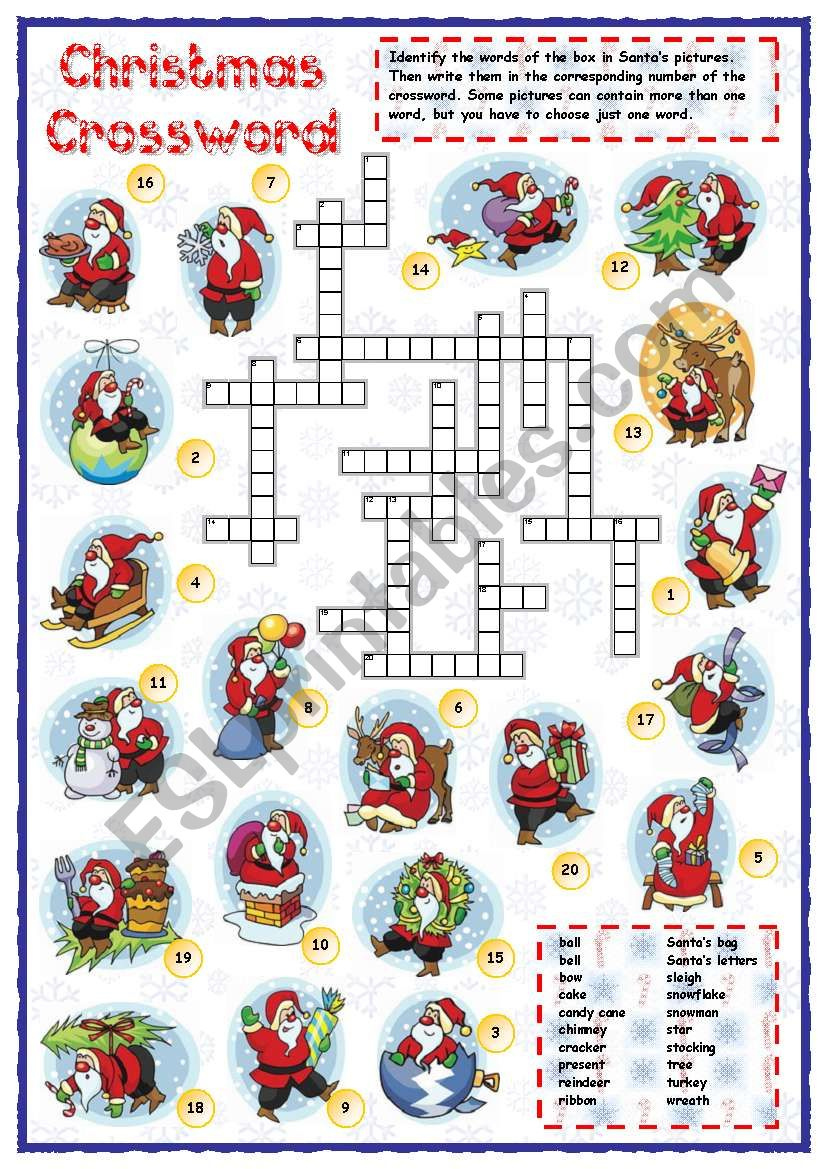 Christmas Worksheets Crossword Puzzles AlphabetWorksheetsFree