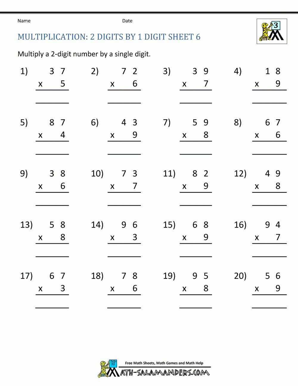 Multiplication For Class 3 Worksheets Pdf