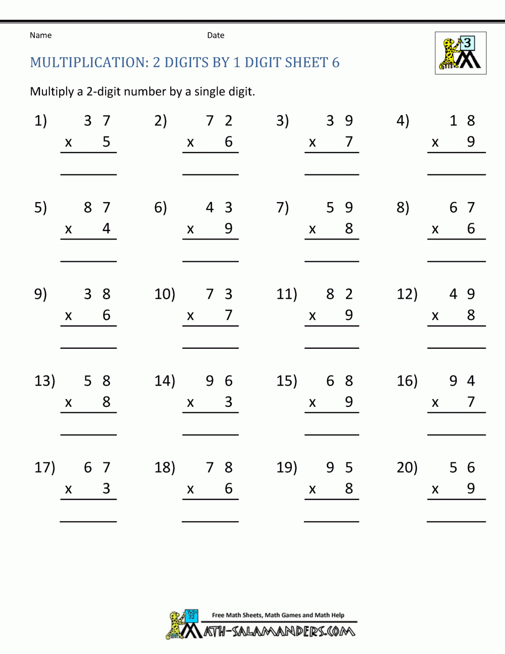 Worksheet On Multiplication For Class 3 Multiplication Worksheets