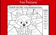 Color By The Code Multiplying Fox Printable Worksheet With Answer Key