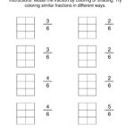 Coloring Fraction Models Sixths A Fractions Worksheet