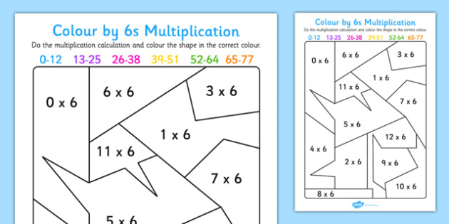 Colour By 6s Multiplication Activity Worksheet