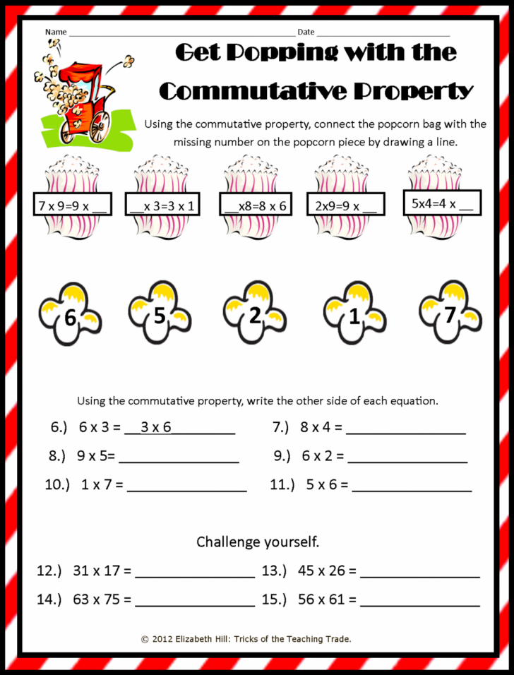 Commutative Property Of Multiplication Worksheets