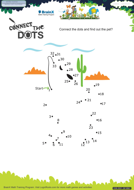 Connect The Dots Dog Math Worksheet For Kindergarten Free Printable 