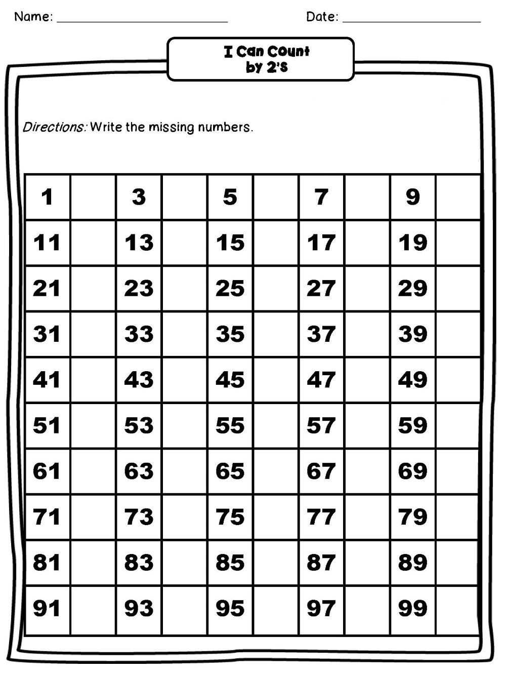 Count By 2 Worksheet Chart 101 Worksheets Fun Math Worksheets Kids 
