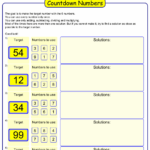 Countdown Numbers Worksheet Free Printable Math Game Worksheets