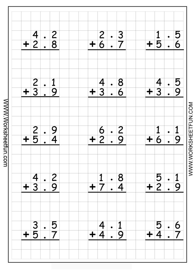 Decimal Addition Regrouping 5 Worksheets Decimals Addition 