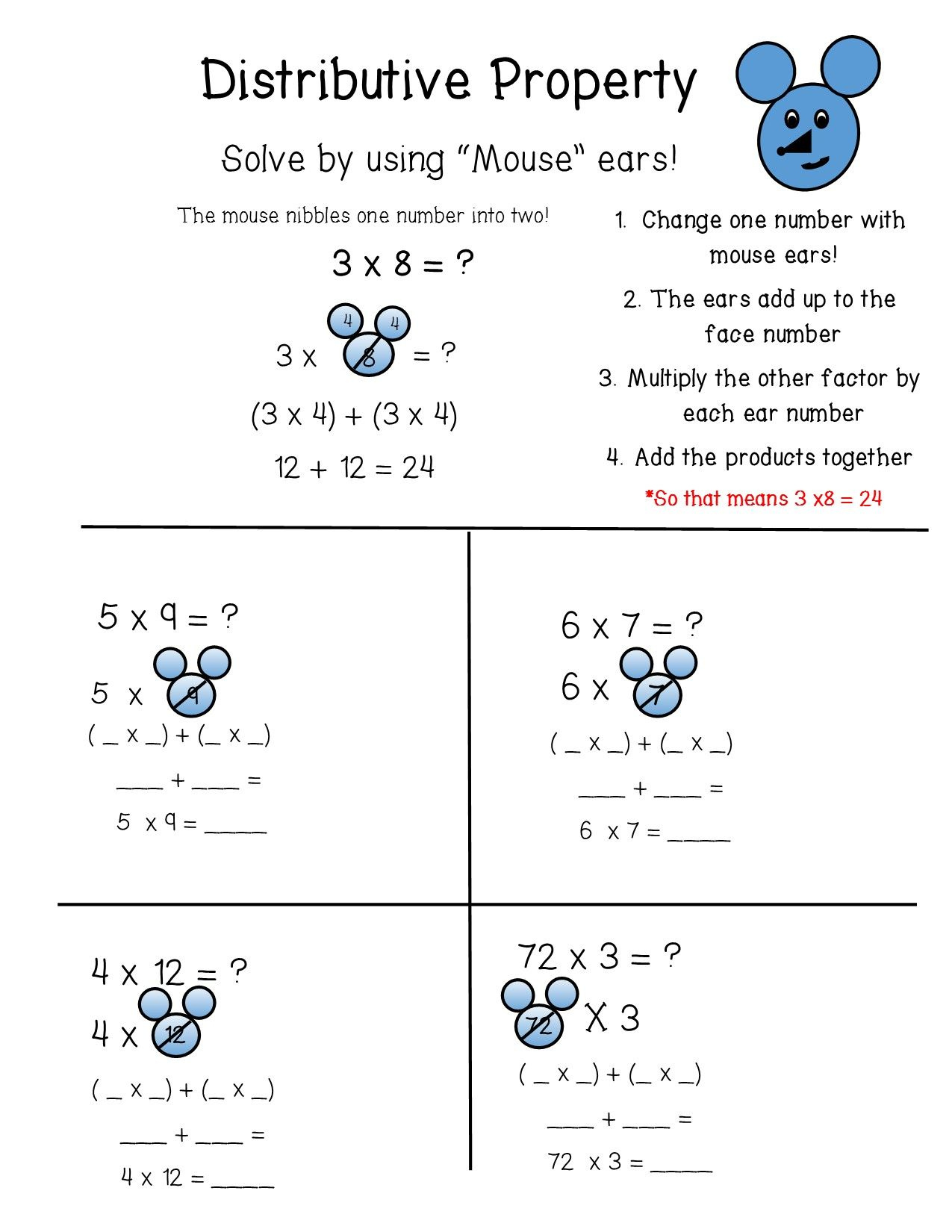 distributive property of multiplication 3 digit numbers