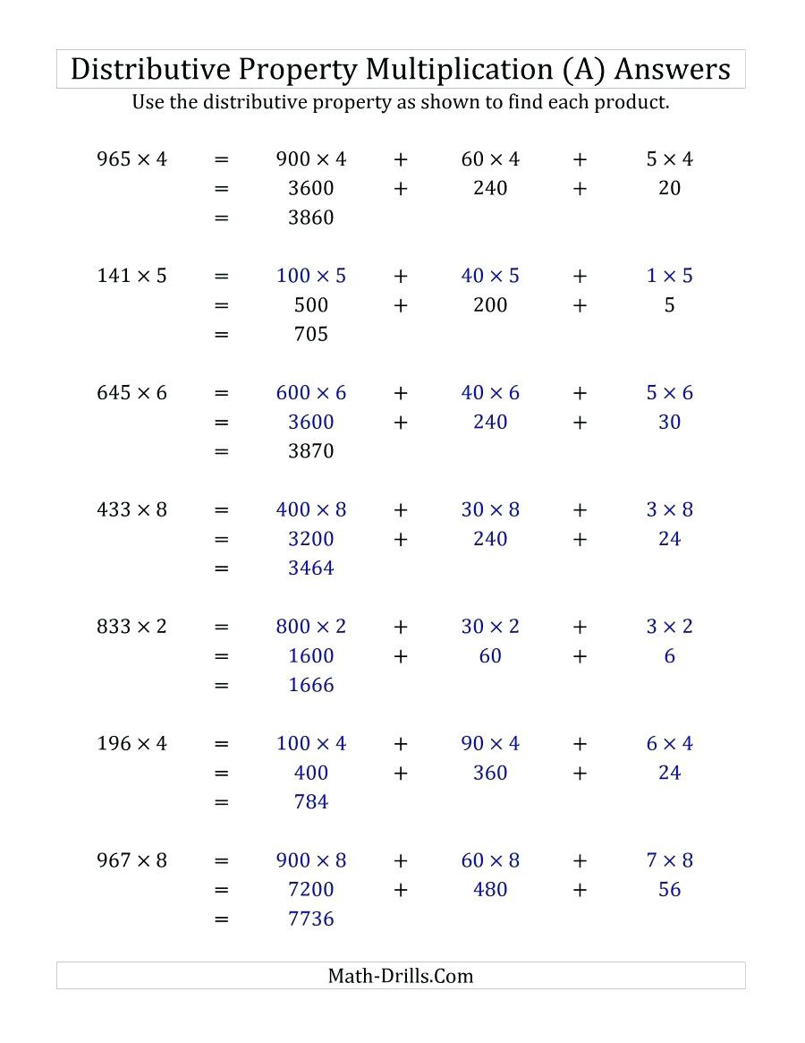 Distributive Property Of Multiplication Worksheets Math Db excel