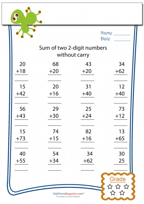 Double Digit Addition Without Carry KidsPressMagazine