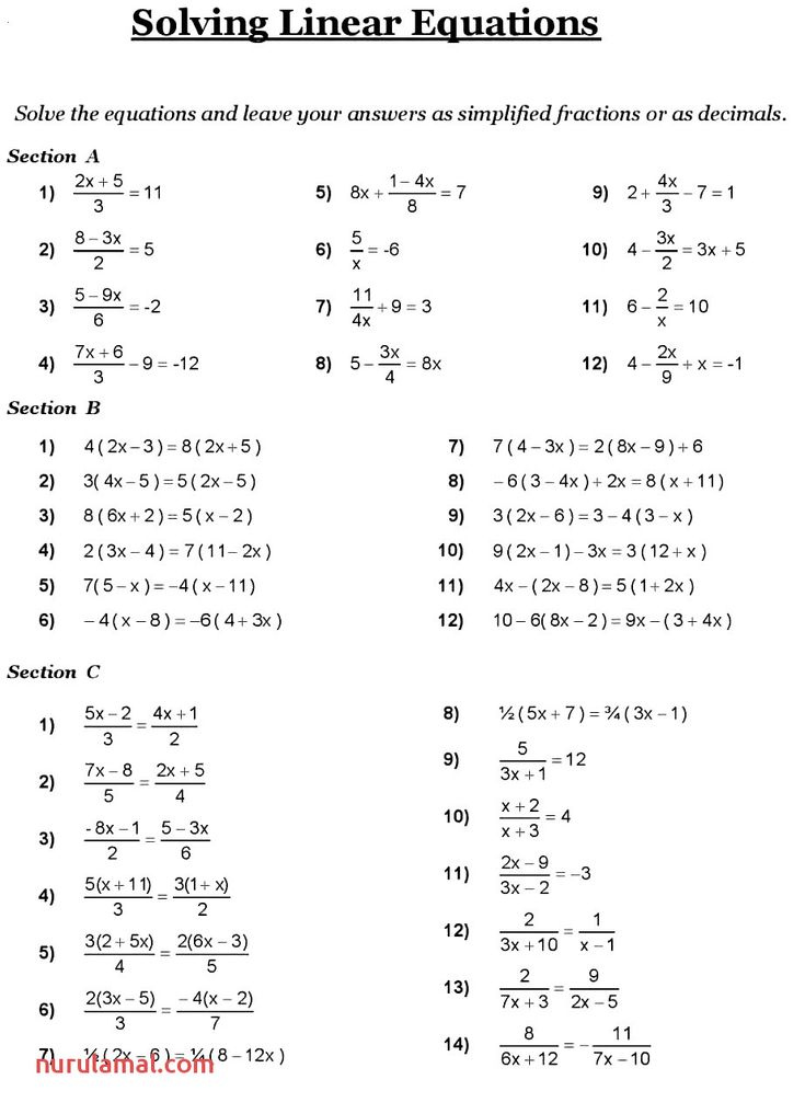 Eighth Grade Math Worksheets 8th Grade Math Worksheets Algebra 