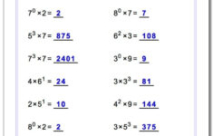 Exponents Worksheets