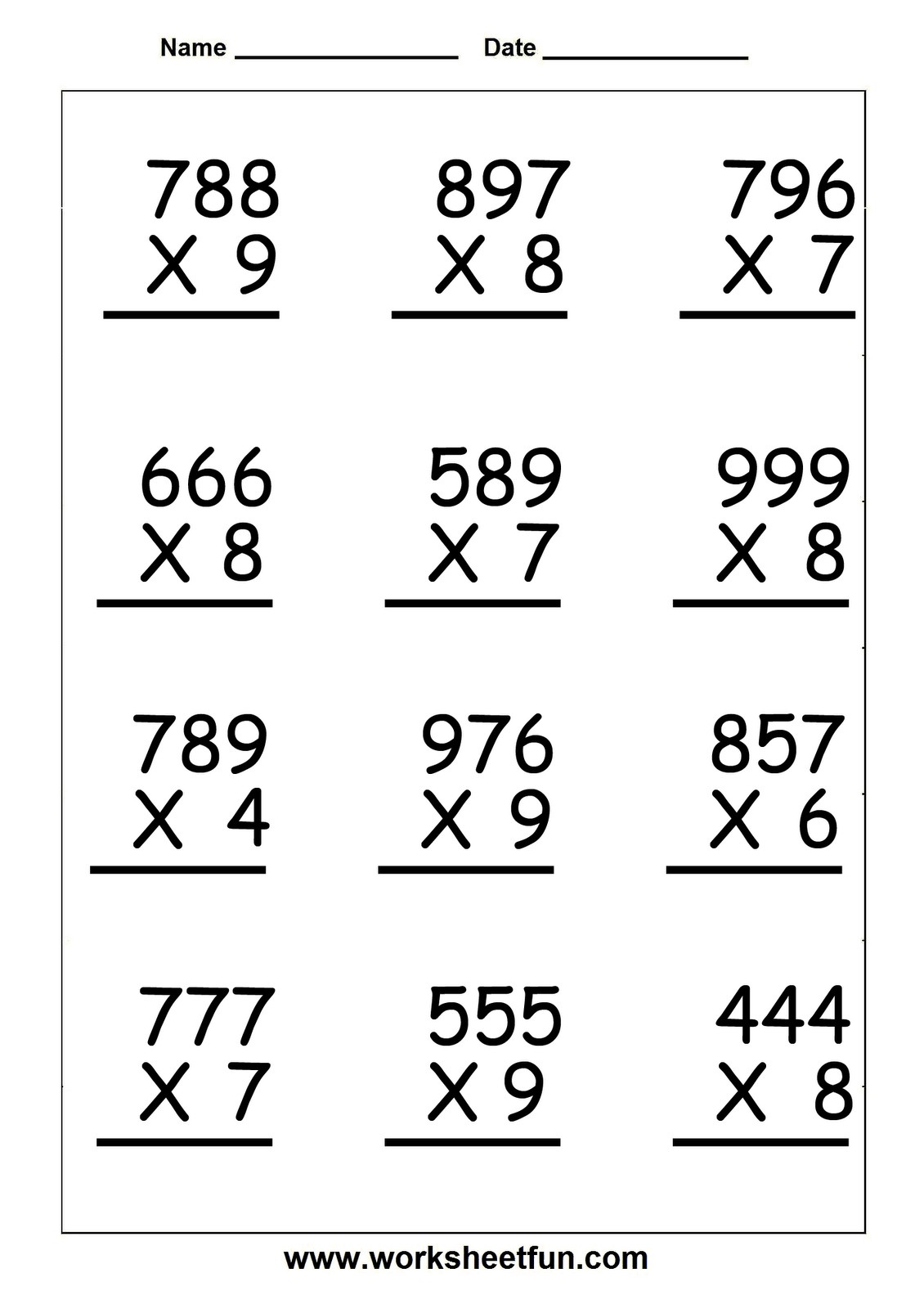 Fifth Grade Multiplication Practice